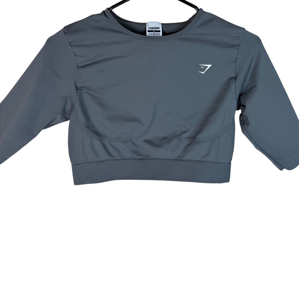 Gymshark Vital Seamless‎ 2.0 3/4 Sleeve Crop Top Gray Womens Medium B8A4P